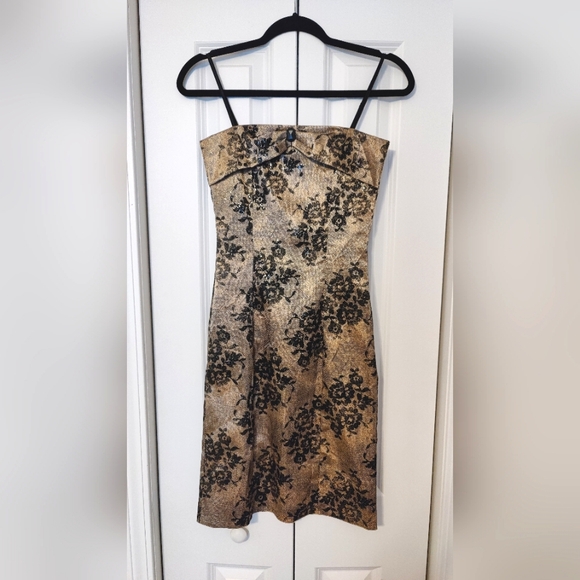 Dresses & Skirts - Formal Black and Gold Mini Dress from Paris Size XS